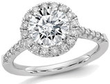 2.30 Carat (ctw) (2 1/2 Ctw. Look) Synthetic Moissanite Halo Engagement Ring in 14K White Gold